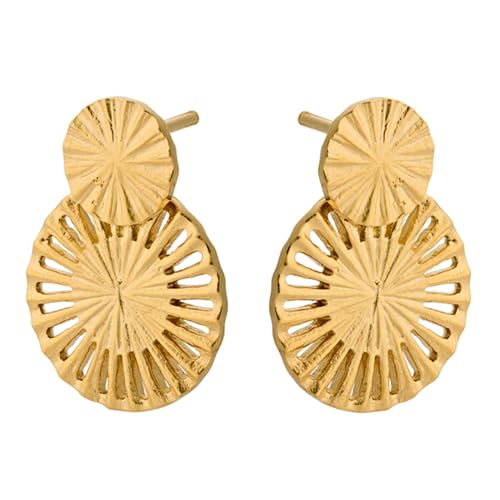 Pernille Corydon Ohrstecker Damen Gold Small Starlight Earrings/Ohrringe Silber Vergoldet 2 Kreise Sonne Stern - 20mm - E378g von Pernille Corydon