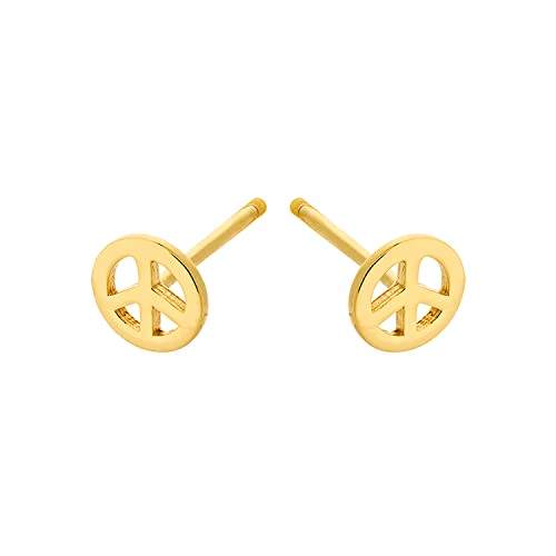 Pernille Corydon Peace Earsticks Gold - Ohrstecker Damen mit Peace-Zeichen aus 925er Sterling-Silber Vergoldet aus der Peace Collection - 6mm - E651g von Pernille Corydon
