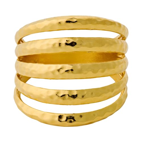 Pernille Corydon Ring Damen Gold Poetry Ring - Damenring/Wickelring Silber Vergoldet 5 Bänder gehämmerte Oberfläche - R214g-57 von Pernille Corydon