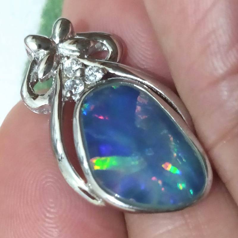 28% Off-Use Coupon-xmas25Off-925 Silber Anhänger-Natürlicher Opal Doublet-Free-Form-Form-Pretty-Rich-Color-Wonderful Design-Free Shipping+Chain von PerpetualAAAmmolite