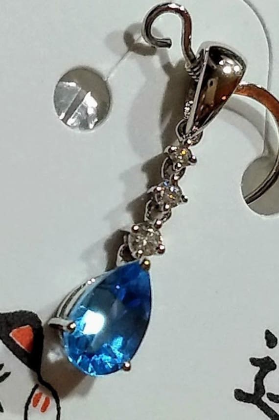 Hkd488x0.72=Hkd351, 36-Aaa-Top-Qualität-Ausgezeichnet-Himmel-Blau-Topas Anhänger-Aaa Weißer Kristall 925 Silber Rhodium Überzogen-Kostenloser von PerpetualAAAmmolite