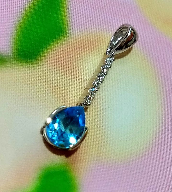 Hkd488x0.72=Hkd351.36-Aaa-Top-Qualität-Excellente-Sky-Blue-Topaz Anhänger-Aaa Kristall 925 Silber Rhodiniert-Kostenloser Versand+Kostenlose Kette von PerpetualAAAmmolite