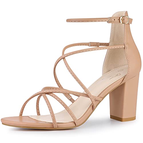 Perphy Crisscross Strappy Strap Chunky Heels Sandalen für Damen Nackt 39 von Perphy