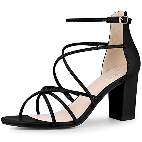 Perphy Crisscross Strappy Strap Chunky Heels Sandalen für Damen Schwarz 38 von Perphy