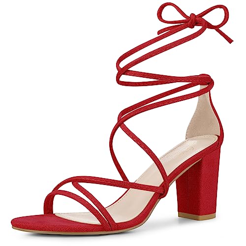 Perphy Damen Chunky Heels Riemchen Schnürsandalen rot 40 von Perphy