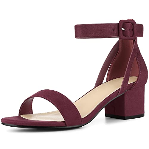 Perphy Damen Open Toe Ankle Strap Chunky High Heels Sandalen Burgund 39 von Perphy