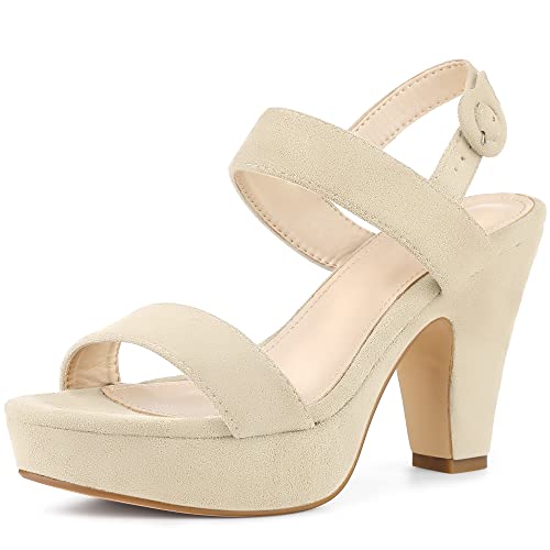 Perphy Damen-Plateau-Slingback-Sandalen mit Blockabsatz Beige 38 von Perphy