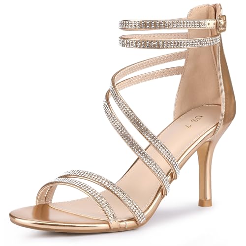 Perphy Damen Sandalen mit Stiletto-Absatz und Strasssteinen, Roségold, 38 EU von Perphy