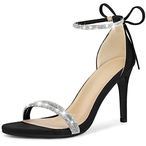 Perphy Damen-Sandalen mit runder Zehenpartie und Strass und Stiletto-Absatz Schwarz 37.5 von Perphy