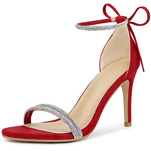 Perphy Damen-Sandalen mit runder Zehenpartie und Strass und Stiletto-Absatz rot 42.5 von Perphy