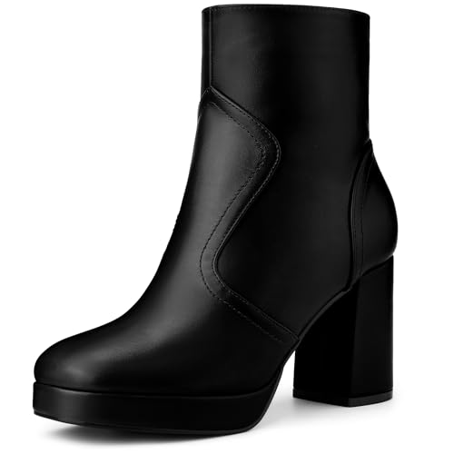 Perphy Damen Stiefeletten mit quadratischem Zehenbereich, Plateauabsatz, klobige Absätze, Schwarz, 39 EU Perphy Damen Stiefeletten mit quadratischem Zehenbereich, Plateauabsatz, klobige Absätze, Schwarz, 39 EU von Perphy