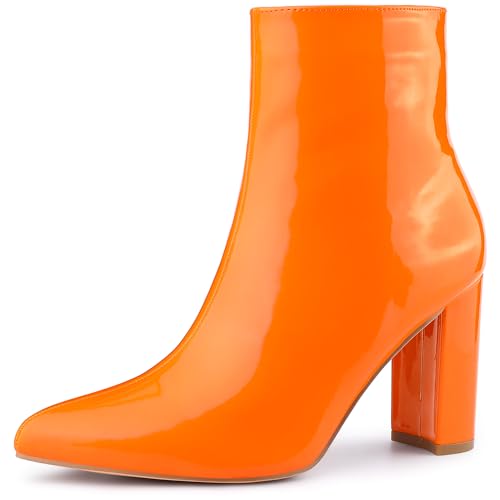Perphy Damen-Stiefeletten mit seitlichem Reißverschluss und klobigem Absatz Orange 40 von Perphy