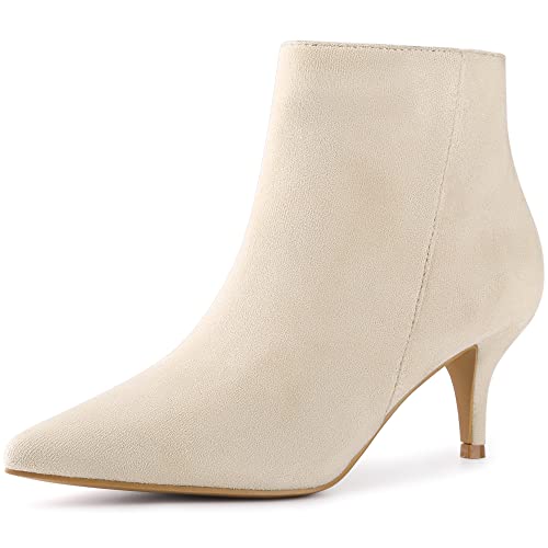 Perphy Damen-Stiefeletten mit spitzem Zehenbereich und seitlichem Reißverschluss und Stiletto-Absatz Beige 38 von Perphy