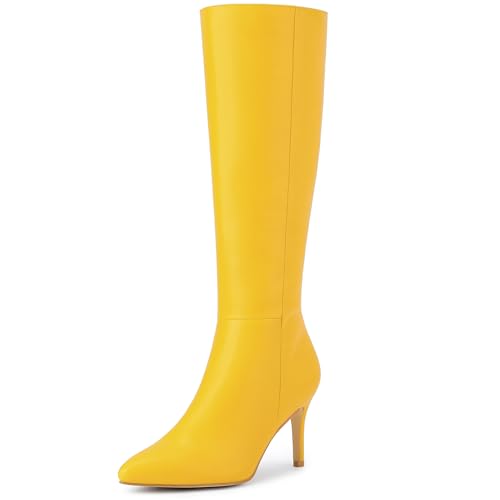 Perphy High Heels, spitzer Zehenbereich, Stiletto-Absatz, kniehohe Stiefel für Damen, gelb, 40 EU Perphy High Heels, spitzer Zehenbereich, Stiletto-Absatz, kniehohe Stiefel für Damen, gelb, 40 EU von Perphy