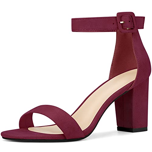 Perphy Knöchelriemen für Damen mit offenen Zehen, klobige High Heels-Sandalen Burgund 37 von Perphy