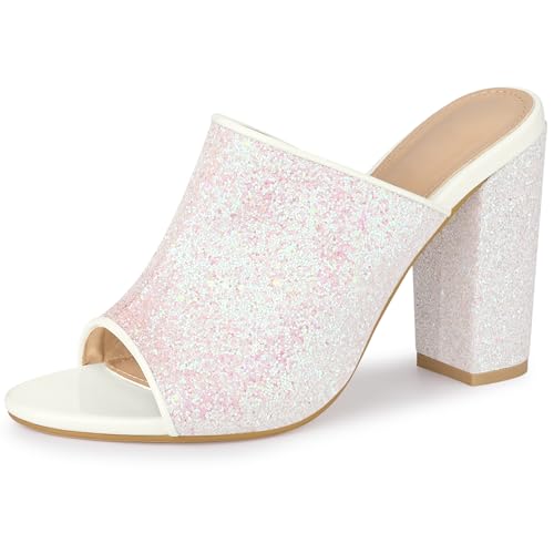 Perphy Mule-Sandalen mit Glitzer für Damen mit klobigen Absätzen Rosa 39 von Perphy