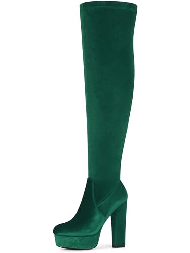 Perphy Overknee-Stiefel mit Plateau-Stiefel, Samt, für Damen, Grün , 37.5 EU Perphy Overknee-Stiefel mit Plateau-Stiefel, Samt, für Damen, Grün , 37.5 EU von Perphy