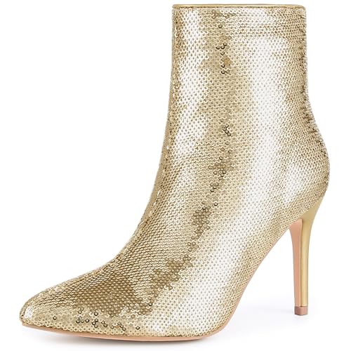 Perphy Party Pailletten spitz zulaufender Zehenbereich elegante Stiefeletten mit Stiletto-Absatz für Damen, Gold, 36 EU Perphy Party Pailletten spitz zulaufender Zehenbereich elegante Stiefeletten mit Stiletto-Absatz für Damen, Gold, 36 EU von Perphy