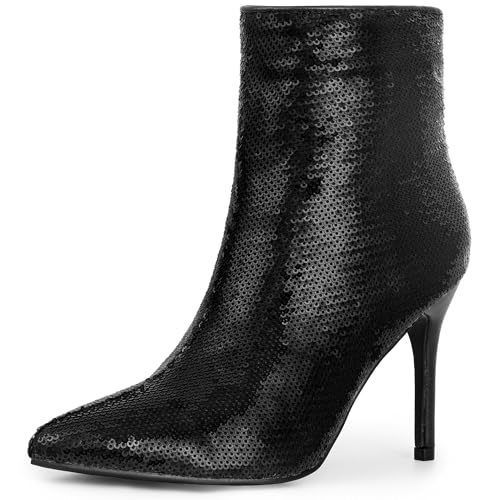 Perphy Party Pailletten spitz zulaufender Zehenbereich elegante Stiefeletten mit Stiletto-Absatz für Damen, Schwarz, 38.5 EU Perphy Party Pailletten spitz zulaufender Zehenbereich elegante Stiefeletten mit Stiletto-Absatz für Damen, Schwarz, 38.5 EU von Perphy