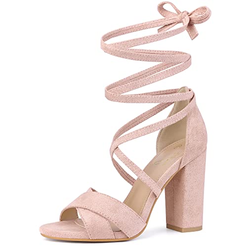 Perphy Riemchensandalen mit klobigen Absätzen zum Schnüren für Damen, Dust Pink, 41 EU von Perphy