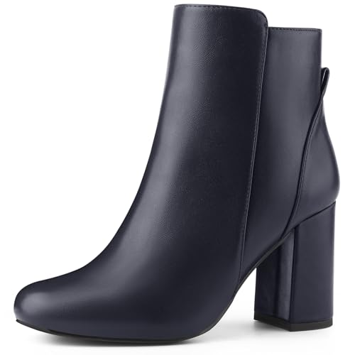 Perphy Runde Zehenpartie, seitlicher Reißverschluss, Blockabsatz, Stiefeletten für Damen, Marineblau, 35.5 EU Perphy Runde Zehenpartie, seitlicher Reißverschluss, Blockabsatz, Stiefeletten für Damen, Marineblau, 35.5 EU von Perphy