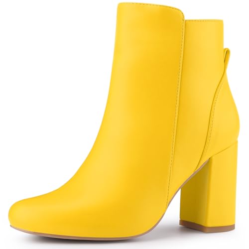 Perphy Runde Zehenpartie, seitlicher Reißverschluss, Blockabsatz, Stiefeletten für Damen, gelb, 37.5 EU Perphy Runde Zehenpartie, seitlicher Reißverschluss, Blockabsatz, Stiefeletten für Damen, gelb, 37.5 EU von Perphy
