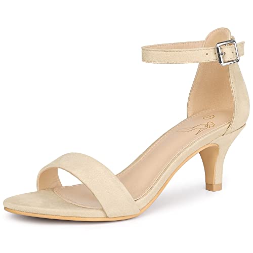 Perphy Sandalen mit offenem Zehenbereich und Kitten Heels für Damen Beige 39 von Perphy