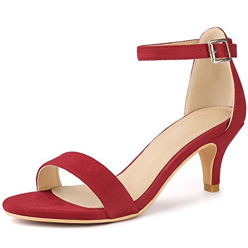 Perphy Sandalen mit offenem Zehenbereich und Kitten Heels für Damen Rot 38 von Perphy