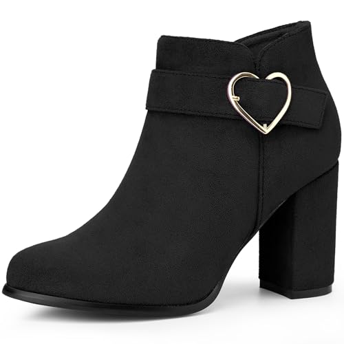 Perphy Schnalle Chunky Heels mit seitlichem Reißverschluss Stiefeletten für Damen, Schwarz, 40 EU Perphy Schnalle Chunky Heels mit seitlichem Reißverschluss Stiefeletten für Damen, Schwarz, 40 EU von Perphy