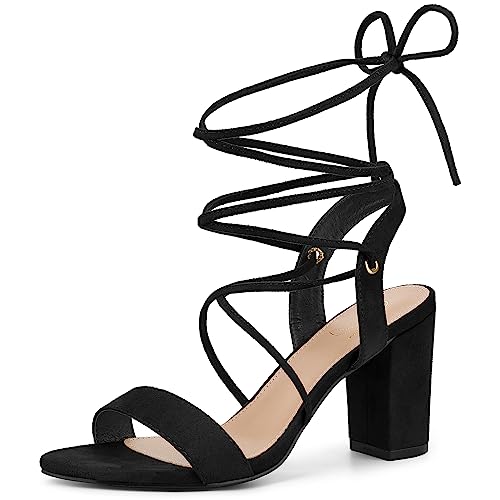 Perphy Schnür-Slingback-Block-High-Heels-Sandalen für Damen Schwarz 36 von Perphy