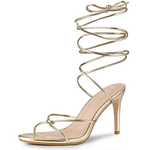 Perphy Schnürsandalen mit Slingback-Riemchen und Stiletto-Absatz für Damen Gold 36 von Perphy