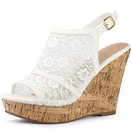 Perphy Slingback Wedges Sandalen mit Plateauabsatz für Damen Weiß 35 von Perphy