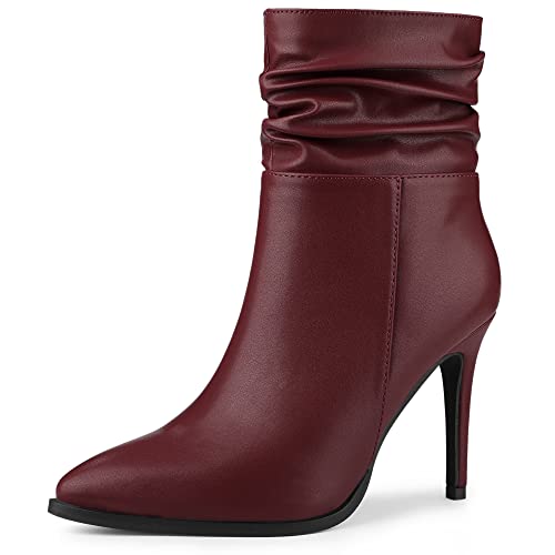 Perphy Slouch Stiefelette mit spitzem Zehenbereich, Stiletto-Absatz, elegante Stiefel für Damen, Burgunder, 41 EU von Perphy