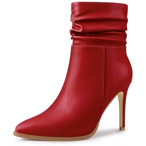 Perphy Slouchy Damen-Stiefeletten mit spitzer Zehenpartie und seitlichem Reißverschluss und Stiletto-Absatz rot 38 von Perphy