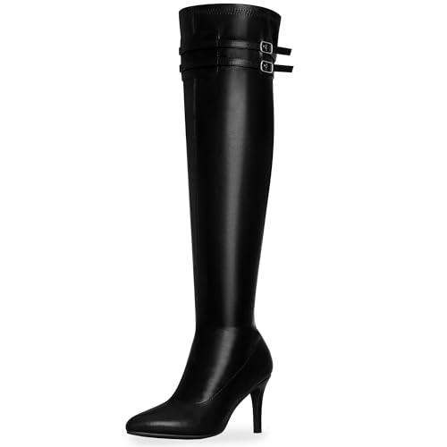 Perphy Spitz zulaufender Zehenbereich, kniehoch, Reißverschluss, Stiletto-Stiefel für Damen, Schwarz, 39.5 EU Perphy Spitz zulaufender Zehenbereich, kniehoch, Reißverschluss, Stiletto-Stiefel für Damen, Schwarz, 39.5 EU von Perphy
