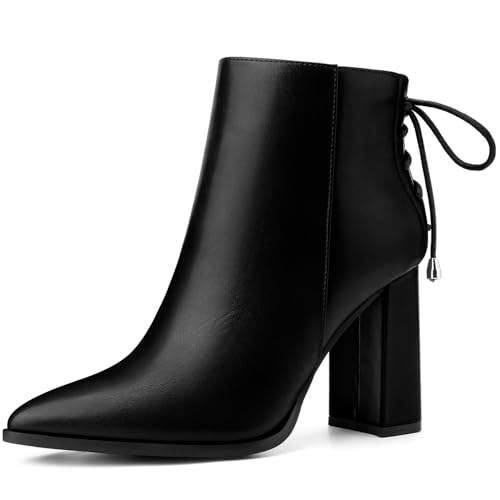 Perphy Spitzer Zehenbereich hinten Schnürstiefeletten mit klobigem Absatz für Damen, Schwarz, 38.5 EU Perphy Spitzer Zehenbereich hinten Schnürstiefeletten mit klobigem Absatz für Damen, Schwarz, 38.5 EU von Perphy