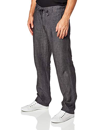 Perry Ellis Herren Freizeithose, 100% Leinen, Normale Passform, Leicht (Taillenumfang 74-137 cm, Groß) Lssige Hose, Schiefer, 40W / 32L von Perry Ellis