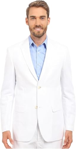 Perry Ellis Herren Linen Suit Jacket Blazer, Weißer Köper, S von Perry Ellis