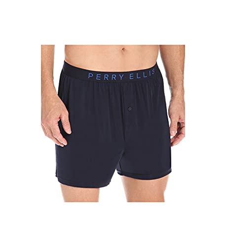 Perry Ellis Herren Luxe Solid Boxershorts, Marineblau, Large von Perry Ellis