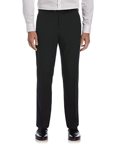 Perry Ellis Herren Portfolio Performance Stretch-kleiderhose, Moderne Passform und Bügelfrei, Flache Vorderseite Klassische Hose, Schwarz kariert, 36W / 32L von Perry Ellis