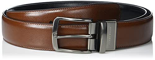 Perry Ellis Herren Portfolio Reversible Leather Belt with Stitch and Heat Crease Gürtel, Lugg3, 38 von Perry Ellis