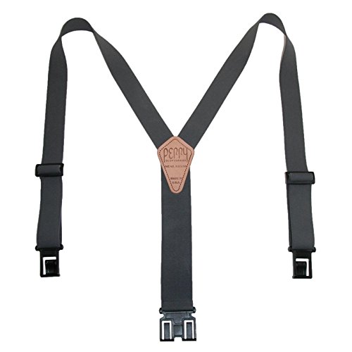 Perry Hosenträger Herren elastische Haken Ende 1 1/2 Zoll-Klammern (Hoch verfügbar, Regular, Grau von Perry Suspenders