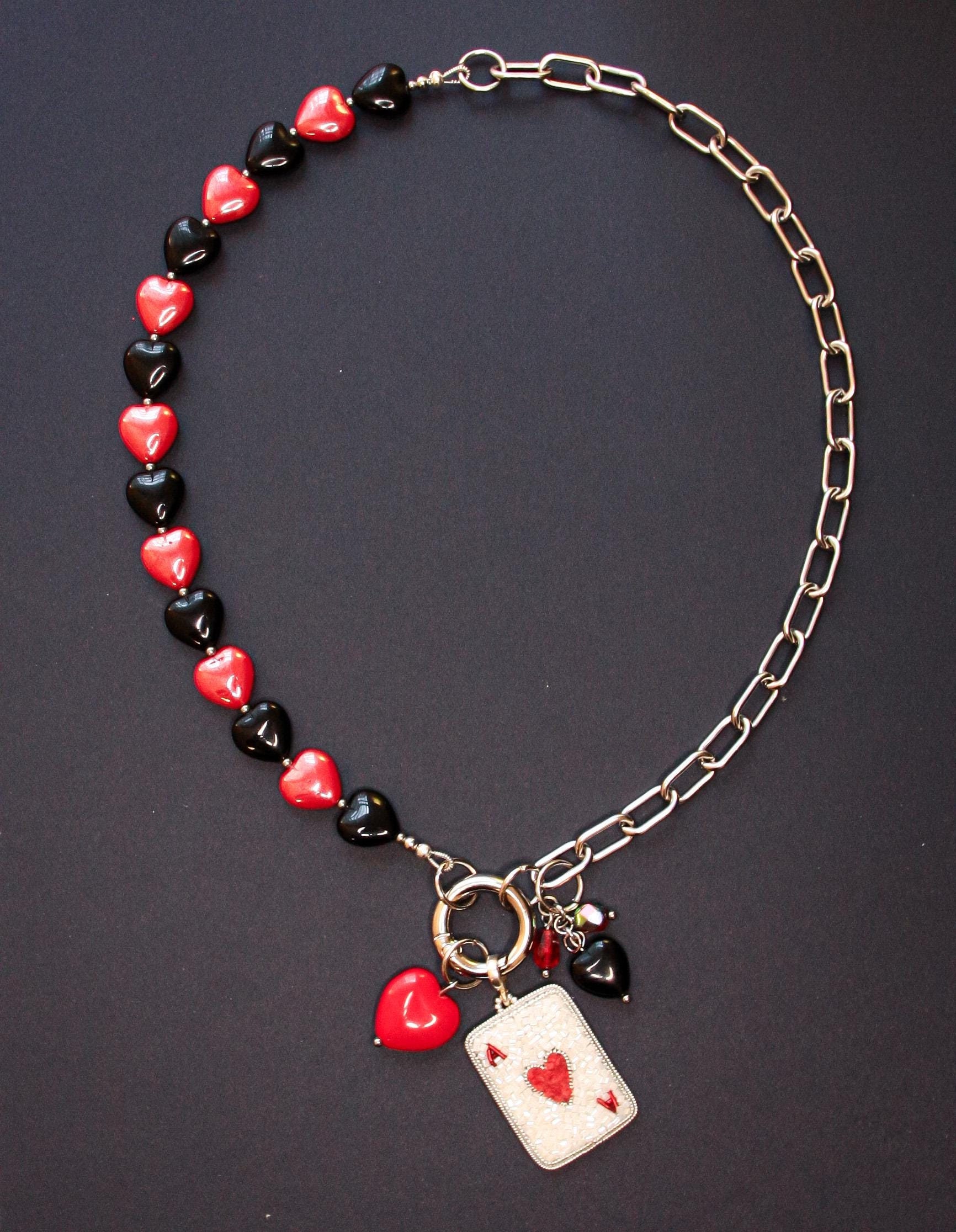 Herz Ace Of Hearts Halskette Mit Card Game Charms von PerseaArt