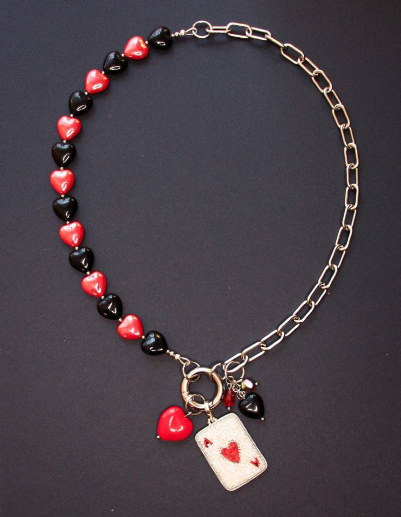 Herz Ace Of Hearts Halskette Mit Card Game Charms von PerseaArt