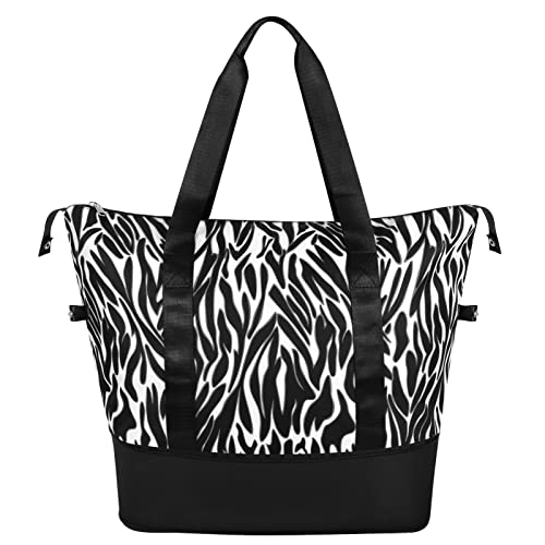 Perselief Damen-Reisetasche, leicht, Sport, Turnbeutel, wasserdicht, Wochenende, Übernachtung, Tasche mit Nass- und Trocken-Trenntasche, Zebra, Leichte Reisetasche, Fitness-Reisetasche von Perselief