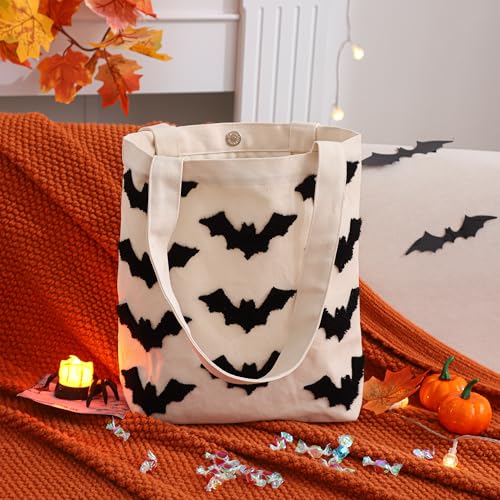Perseverance Trade Süßigkeiten-Tragetasche für Halloween, 33 x 35 cm, mit bestickten schwarzen Fledermäusen, niedliche, wiederverwendbare Canvas-Tasche für Kinder, Halloween, Party, Geschenk Perseverance Trade Süßigkeiten-Tragetasche für Halloween, 33 x 35 cm, mit bestickten schwarzen Fledermäusen, niedliche, wiederverwendbare Canvas-Tasche für Kinder, Halloween, Party, Geschenk von Perseverance Trade