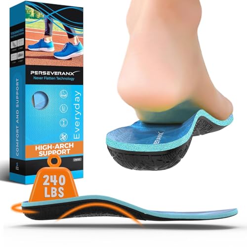 Perseveranx Einlegesohlen für Plantarfasziitis, Fußgewölbeunterstützung, für Herren, Damen, Schuheinlagen – absorbieren Stöße und lindern Schmerzen bei hohen Fußgewölben, Plattfüßen, orthopädische Perseveranx Einlegesohlen für Plantarfasziitis, Fußgewölbeunterstützung, für Herren, Damen, Schuheinlagen – absorbieren Stöße und lindern Schmerzen bei hohen Fußgewölben, Plattfüßen, orthopädische von Perseveranx