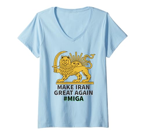 Damen Make Iran Great Again Persischer Löwe und Sonne Shiro Khorshid T-Shirt mit V-Ausschnitt Damen Make Iran Great Again Persischer Löwe und Sonne Shiro Khorshid T-Shirt mit V-Ausschnitt von Persian Pride Shiro Khorshid Make Iran Great Again