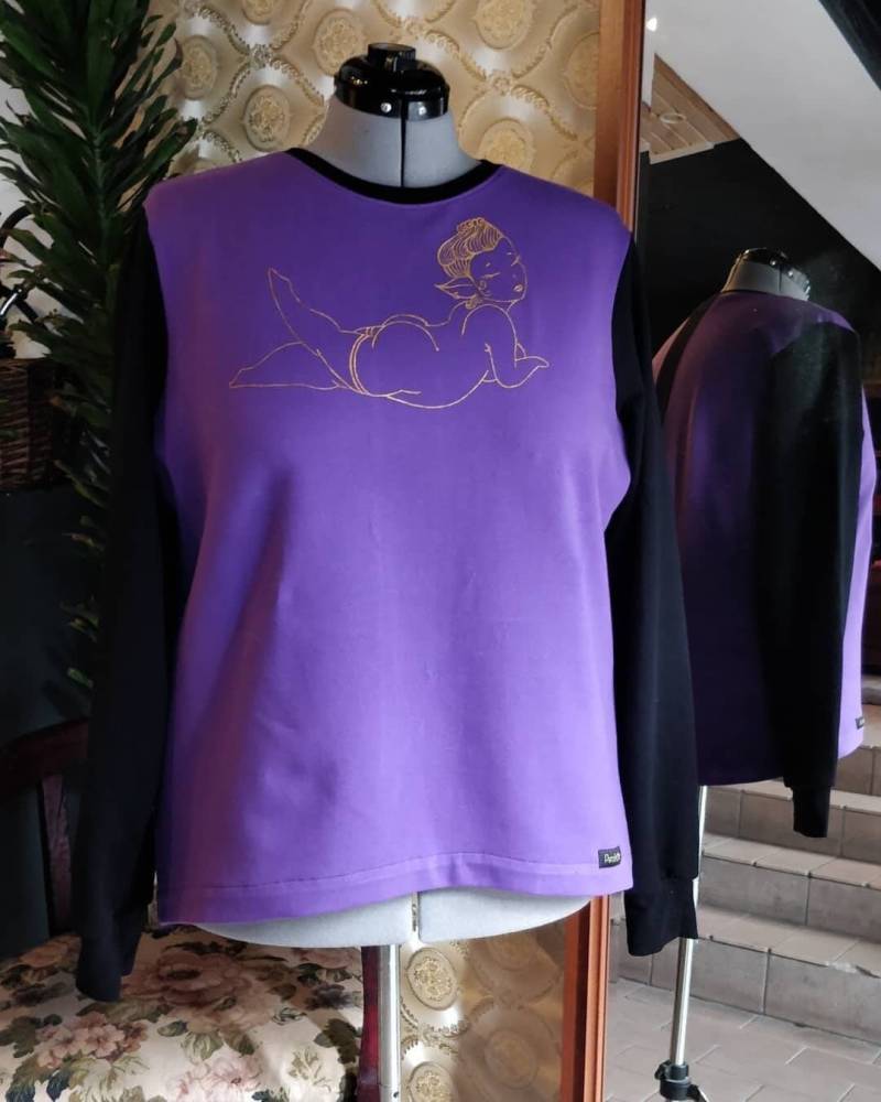 Handbemaltes Unisex-Sweatshirt Original-Illustration, Pullover in Übergröße von Persikeliz