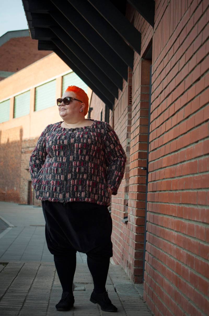 Plus Size Wollstrickmantel Damen Extravagante Mehrfarbige Jacke von Persikeliz